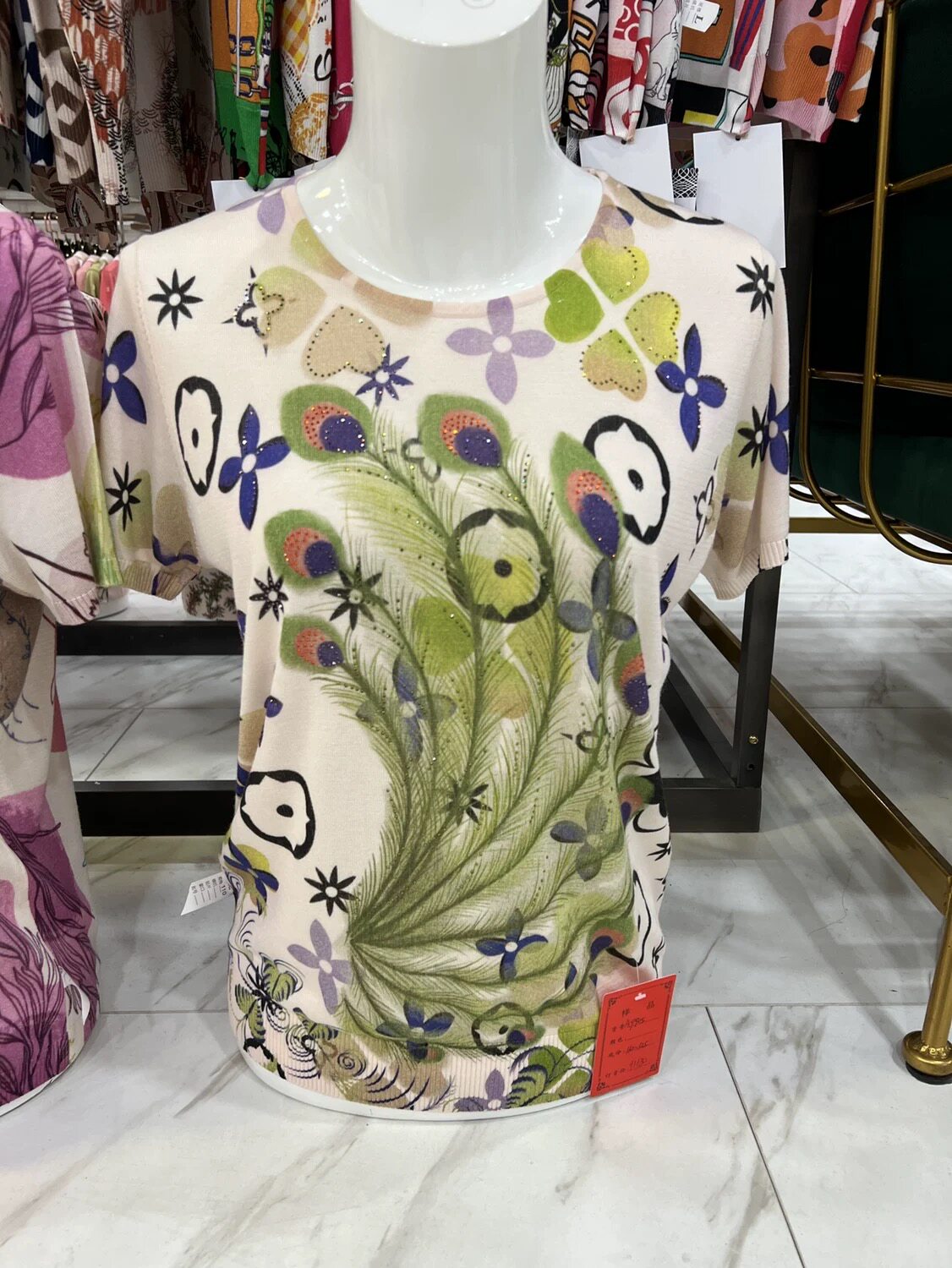 26年50岁60妈妈夏装短袖含桑蚕丝t恤中老年女真丝印花大码上衣服