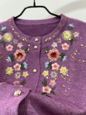 外套针织开衫中老年绣花妈妈装