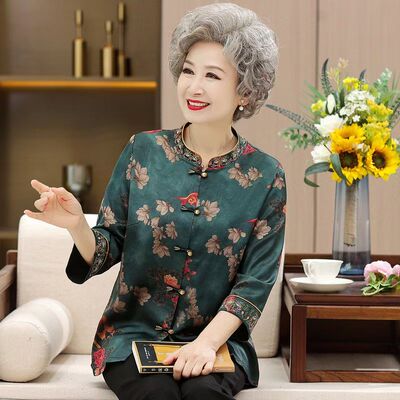奶奶装春装盘扣上衣婚礼妈妈礼服中老年喜婆婆婚宴装唐装衬衣衣服