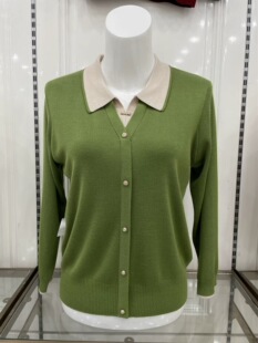 春季 女中老年洋气翻领假两件套头打底衫 妈妈装 针织小衫 薄款 26新款