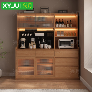 定制实木餐边柜现代简约 2026新款家用靠墙一体储物厨房茶水碗柜