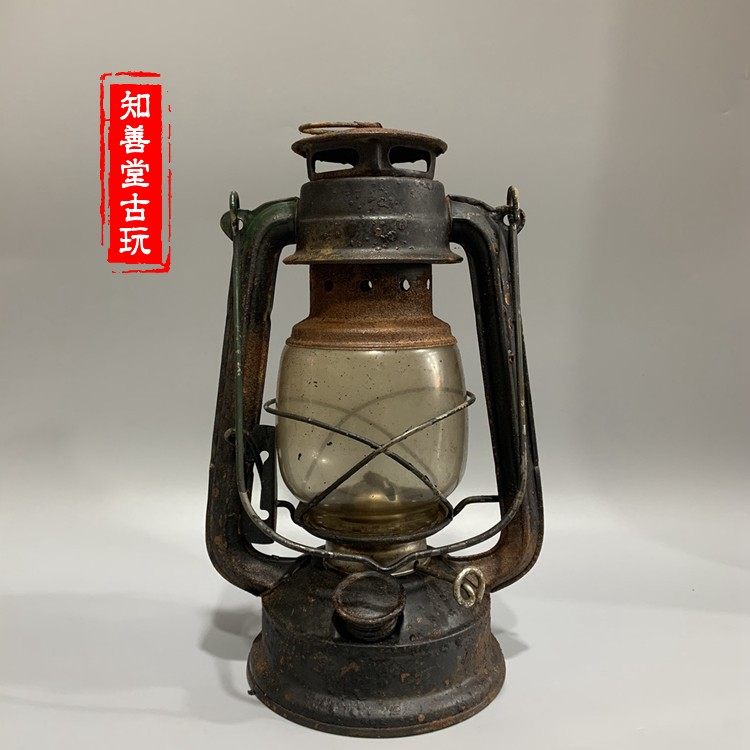 民俗怀旧老物件老煤油灯马提灯老式罩灯古董老马蹄灯复古装饰摆件