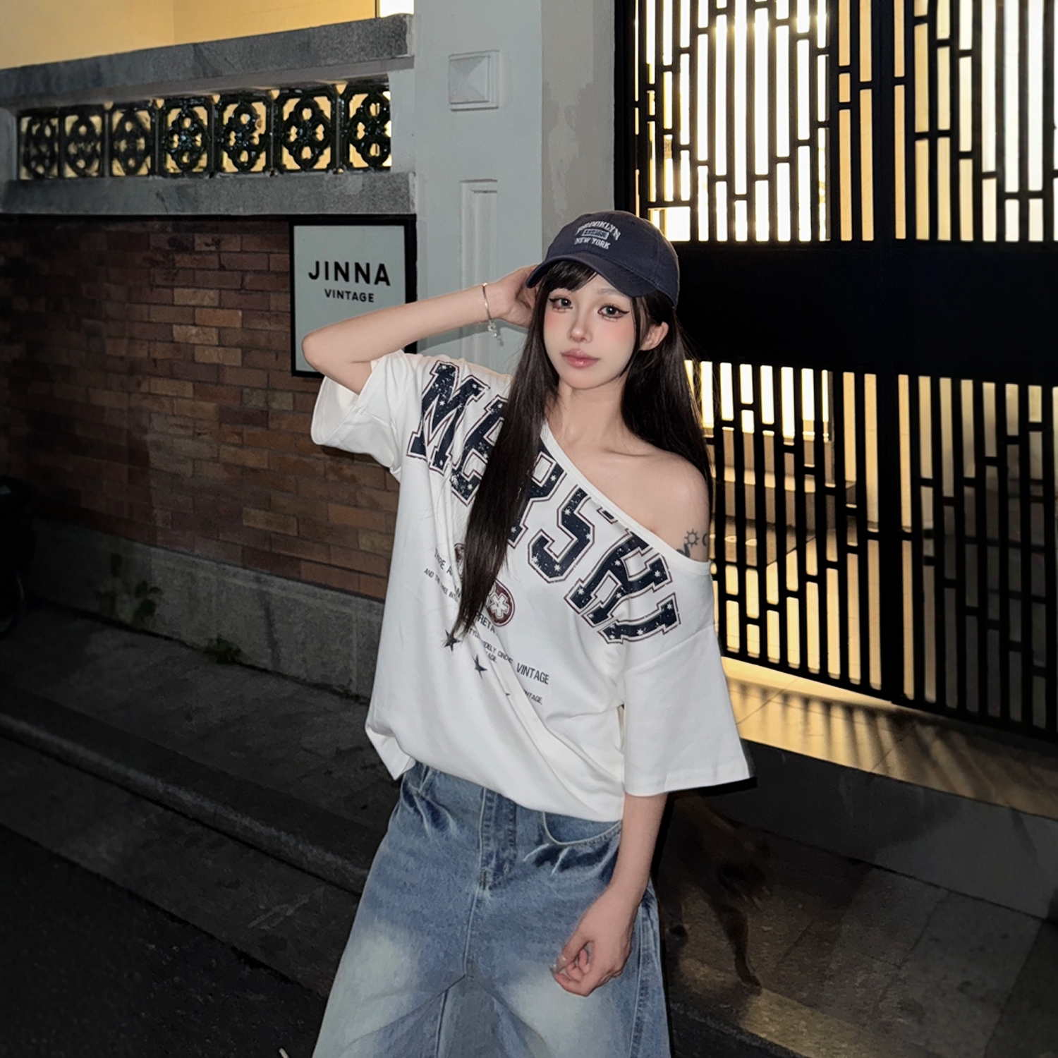 短袖辣妹风宽松百搭休闲上衣女