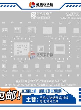 适用IQOO13小米15魔术7一加13骁龙8至尊版SM8750电源ic CPU植锡网