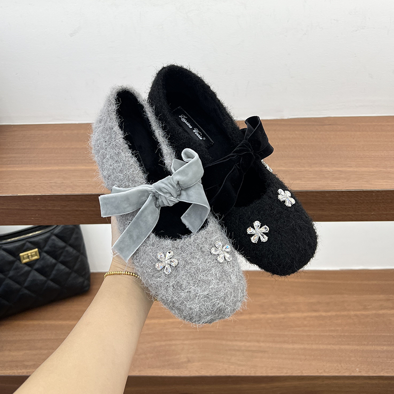 小香风加绒毛毛水钻玛丽珍鞋女一字扣秋冬新款内增高豆豆鞋晚晚鞋,女鞋,浅口单鞋,淘宝优惠券,粉丝福利购,淘宝优惠卷