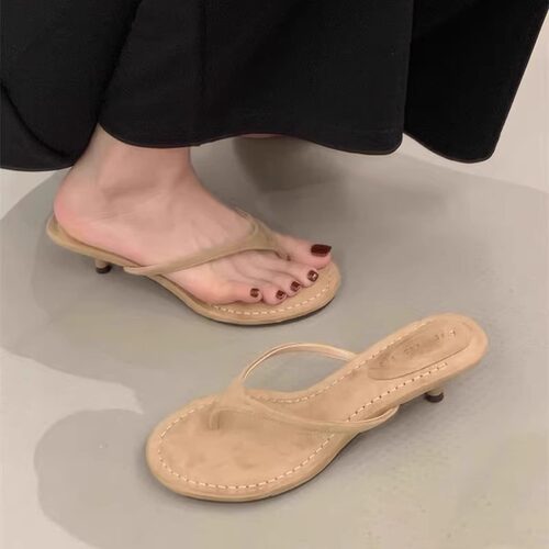 细跟夹趾圆头人字拖夏季新款