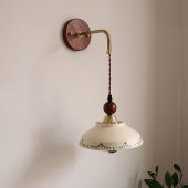 法式 饰灯具 中古奶油风釉面手绘陶瓷壁灯卧室床头玄关民宿背景墙装