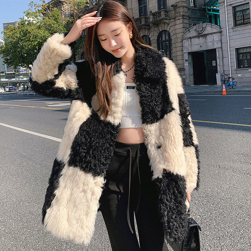 轻奢皮毛一体大衣托卡皮草外套女2023新款托斯卡纳中长款毛毛冬季