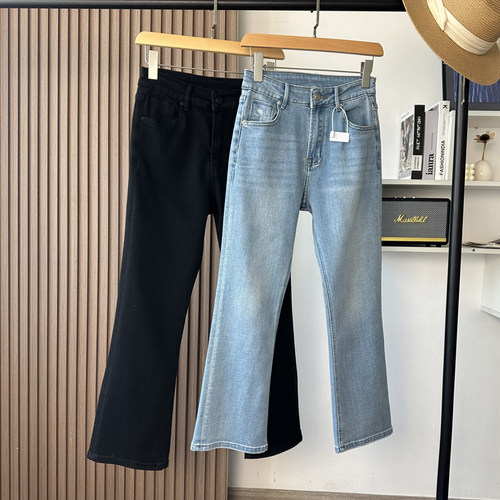 微喇牛仔裤弹力显瘦小个子九分裤