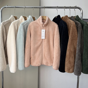 日单~u+式衣间 升级厚实长毛绒保暖显瘦立领羊羔毛摇粒绒短外套女