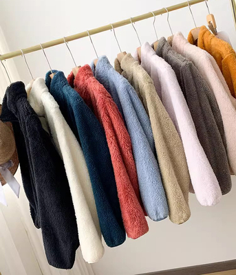 温暖长绒毛毛绒立领拉链夹克外套