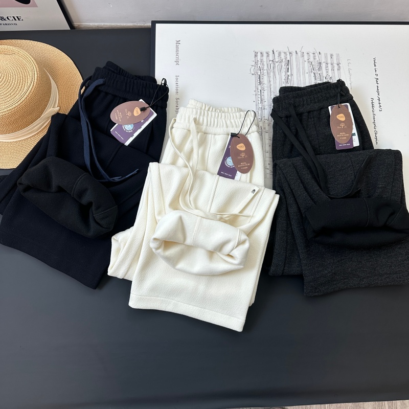 加绒加厚羊毛裤弯刀裤阔腿休闲裤