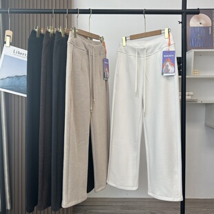 休闲阔腿裤 直筒裤 女 蚕si暖绒双面磨绒秋冬显瘦窄版 瘦瘦防风裤