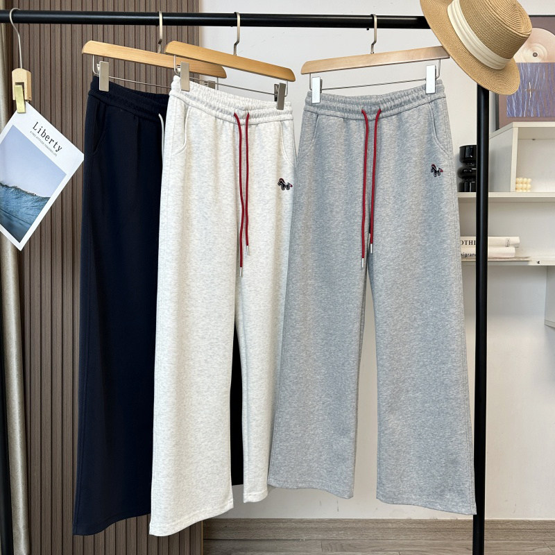 经典~女士！小马刺绣极简风休闲运动宽松直筒裤抽绳松紧高腰卫裤 - 凡凡外贸二号店  外贸原单女装店出品