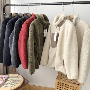 厚厚的好暖和！U+大厂出货，宽松羊羔绒立领摇粒绒外套冬夹克男女