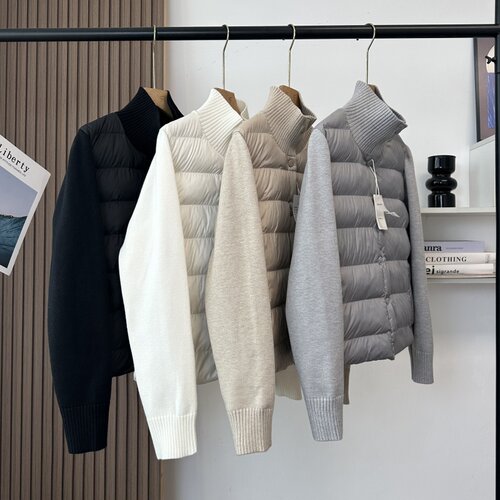 羊mao棉服针织拼接开衫立领外套