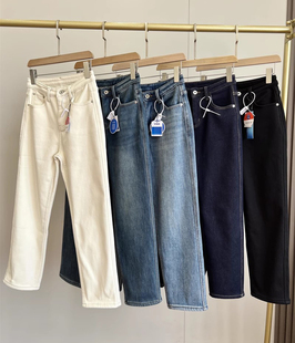 女加绒显瘦直筒烟管九分裤 王炸神裤 高腰牛仔裤 冬季 五色法棍裤