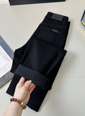 镇店王炸黑裤!穿出筷子腿~四面弹黑色牛仔显瘦高腰窄版直筒长裤女