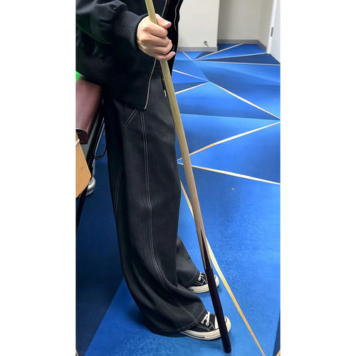 cleanfit垂感阔腿牛仔裤男秋季侧边双线弯刀裤高级感宽松休闲长裤