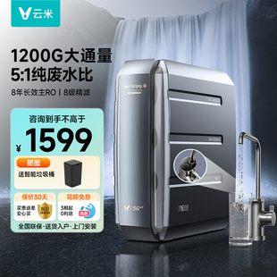 云米净水器1200G直饮机RO反渗透滤水机厨房前置自来水过滤净水机