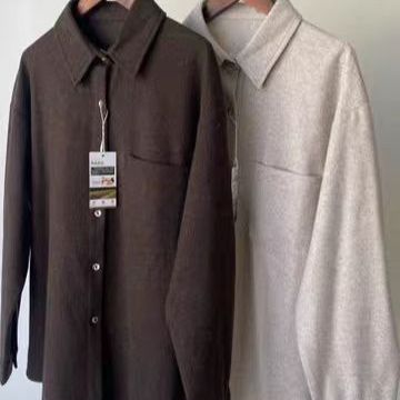 磨毛衬衫简约小众POLO领羊毛混纺宽松休闲衬衫外套女25年冬季新款