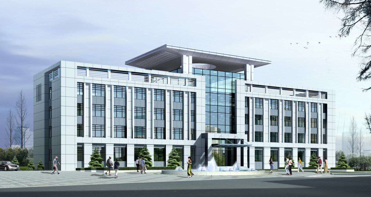 038厂区四层办公楼建筑设计方案及cad平面图,建筑设计资料效果图