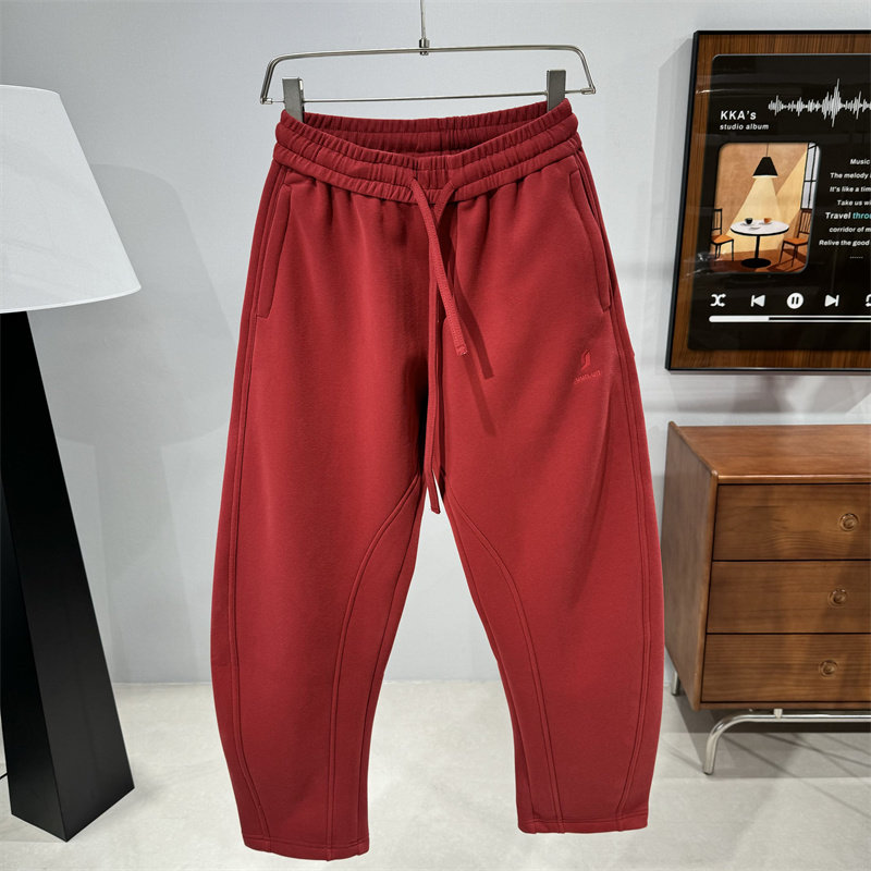 冬季加绒宽松直筒休闲裤