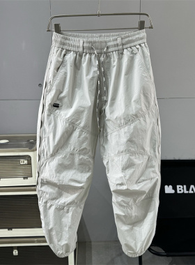 侧拉链拼接束脚休闲裤男2026春夏薄款潮流百搭裤子透气速干工装裤