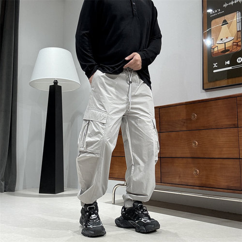 夏季薄款透气大口袋束脚工装裤