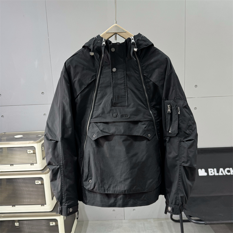 拉鏈設計感工裝沖鋒衣男士