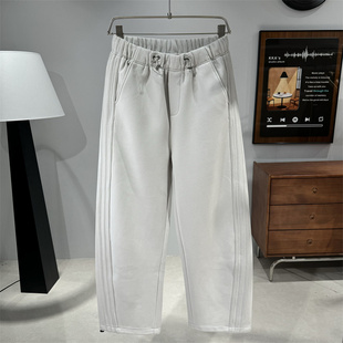 男士 帅气百搭运动裤 新款 时尚 侧条纹宽松阔腿裤 秋冬加绒加厚休闲裤