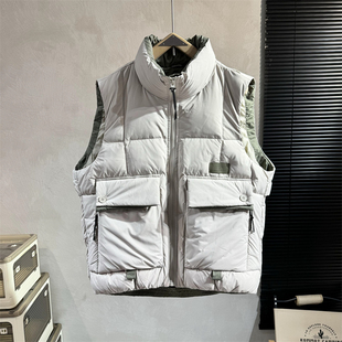 秋冬立领羽绒马甲男潮流青年保暖无袖外套白鸭绒加厚休闲坎肩背心