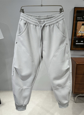 立体剪裁加厚休闲裤男秋冬季高品质百搭束脚裤时尚简约舒适运动裤