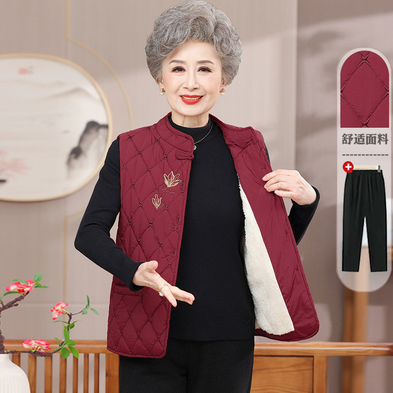 秋冬加厚保暖中老年女马甲