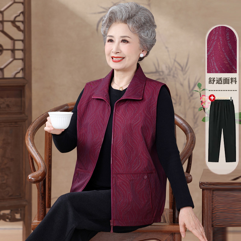 中老年马甲女洋气妈妈春秋款马夹