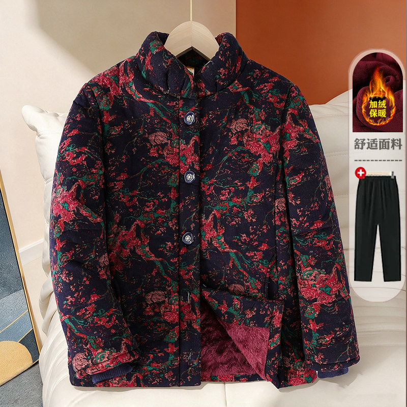 中老年立领加厚保暖唐装棉服