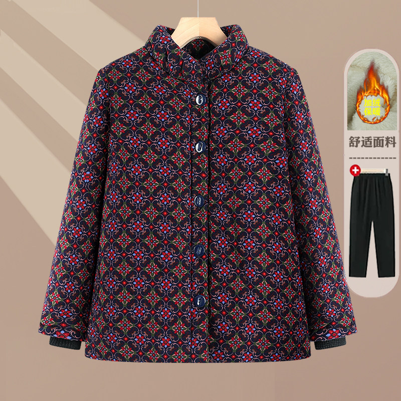 奶奶冬季加绒加厚立领棉服