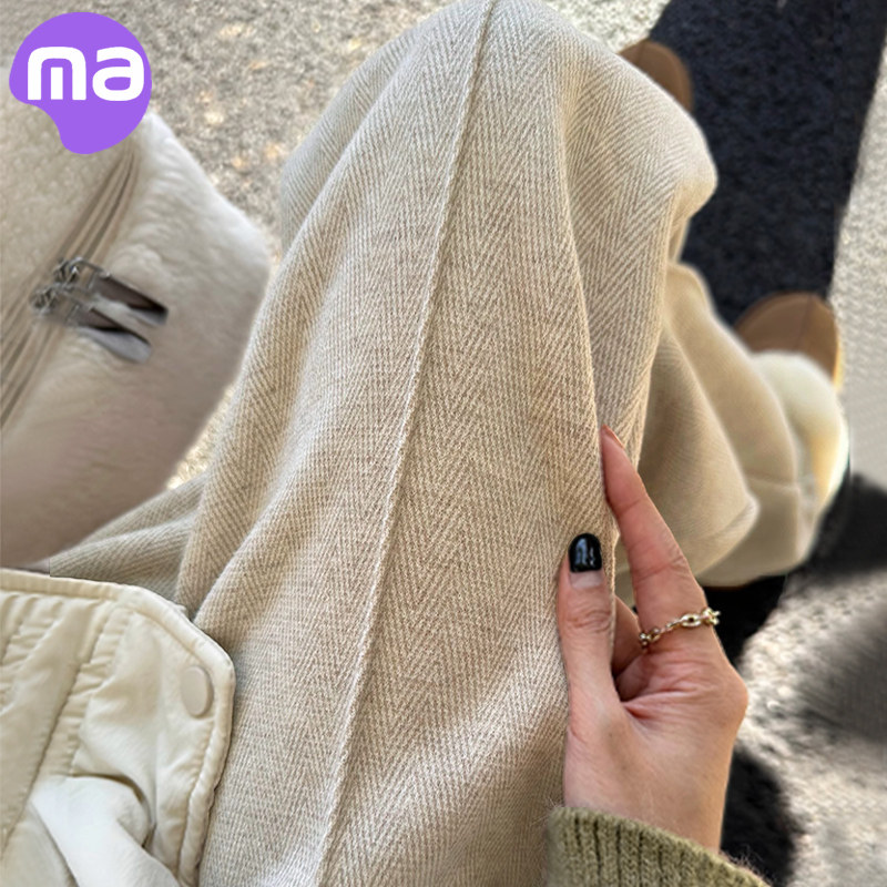 孕妇裤子秋冬款加绒加厚外穿2023新款阔腿裤抽绳无托腹大码直筒裤