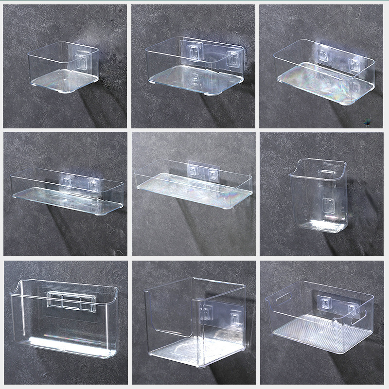 家用整理架置物架壁挂式收纳盒透明手机遥控器牙刷梳子浴室镜柜