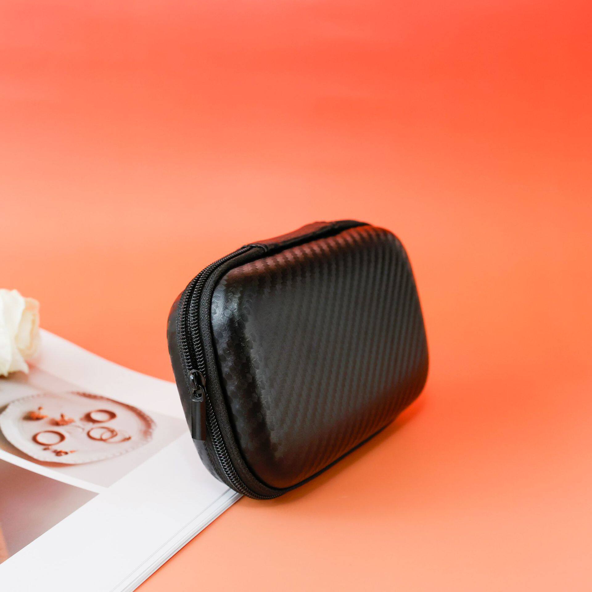 蓝牙耳机收纳包椭圆形耳机包数据线充电线eva收纳盒