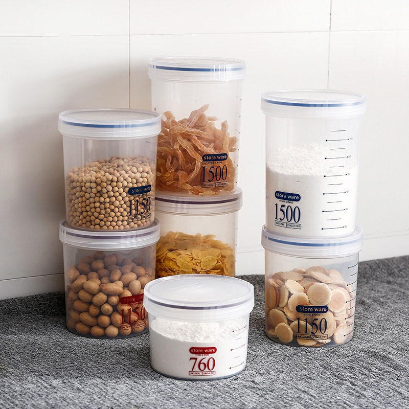 塑料密封罐厨房杂粮收纳保鲜盒圆形旋转可叠加五谷杂粮零食,厨房/烹饪用具,密封罐,淘宝优惠券,粉丝福利购,淘宝优惠卷