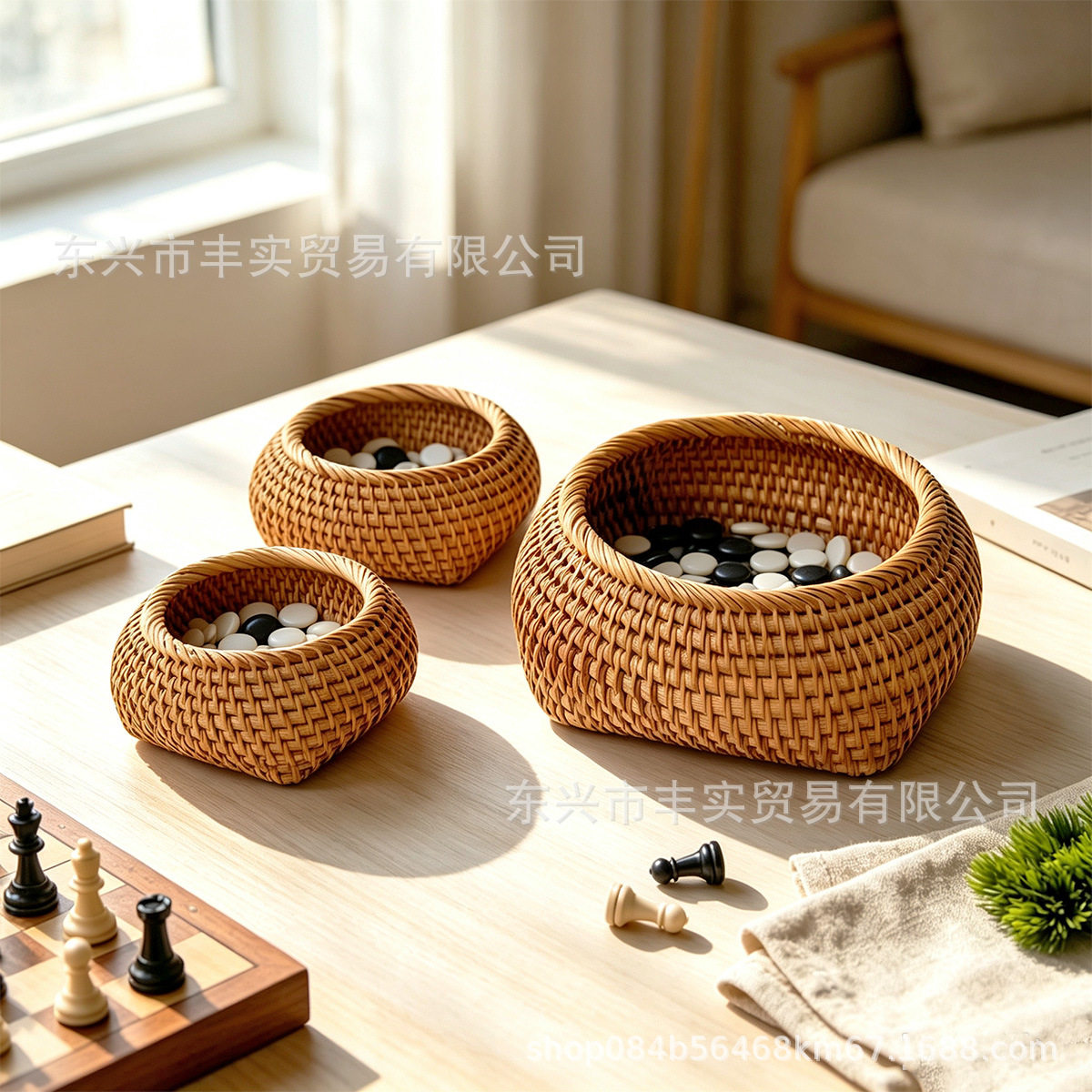 手工藤编小收纳筐秋藤精编茶叶零食迷你收纳棋子盒复古创意日式