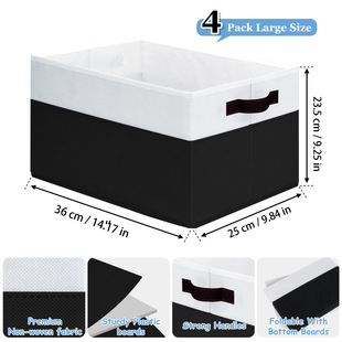 热卖无盖储物盒长方体玩具衣物收纳筐无纺布可折叠拼色