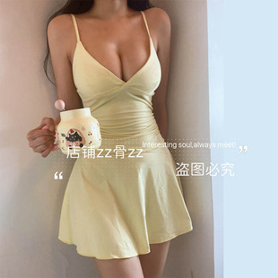 ZZ骨ZZ夏季 显胸吊带裙连衣裙短裙 新款 减龄少女风甜美收腰纯欲修身