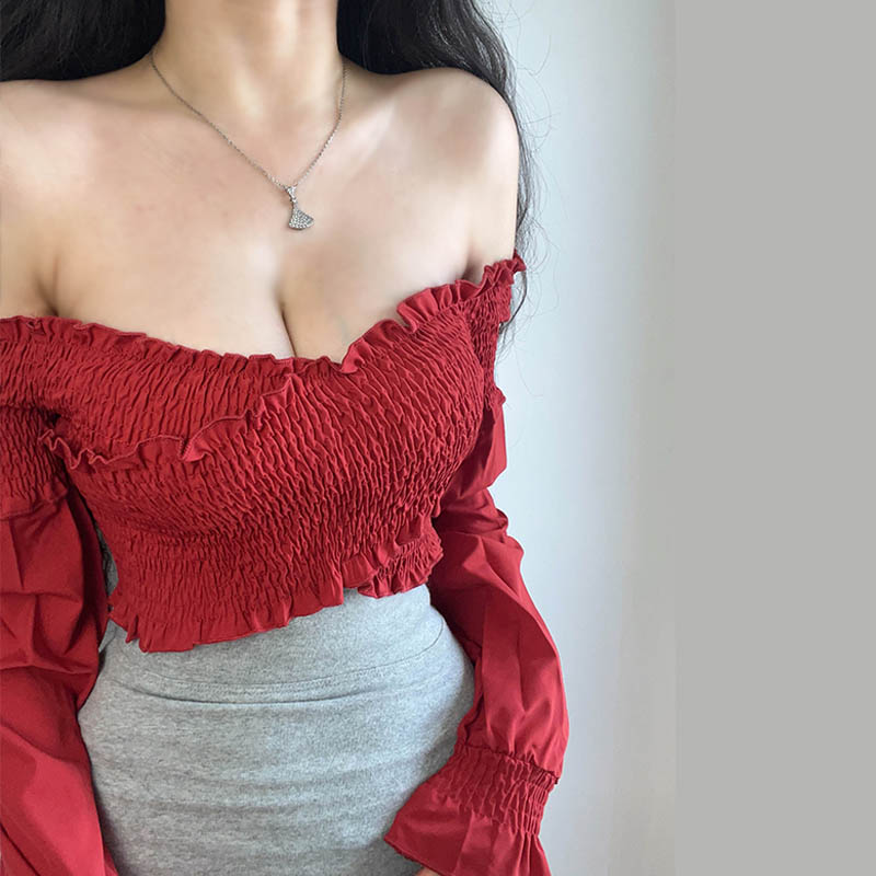 长袖欧美风薄款褶皱女