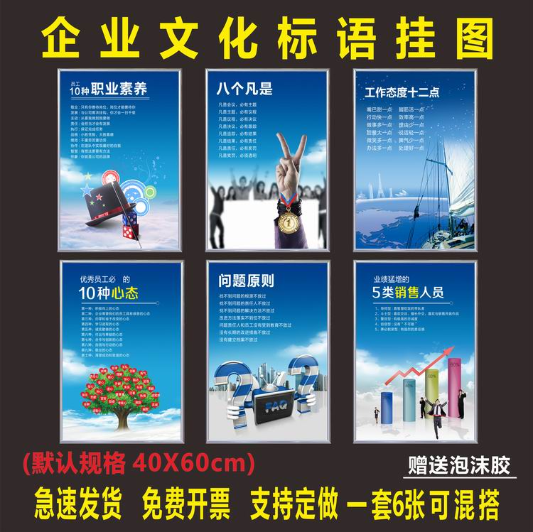 办公室海报 企业文化标语挂图展板 公司管理励志挂画 工厂宣传画