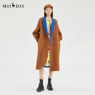 谜底羊毛保暖双面呢中长款 毛呢大衣229MD6198