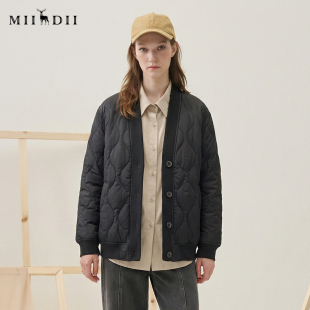 谜底短款 极简百搭宽松V领鸭绒服257MY8801 羽绒服女士2025秋冬新款