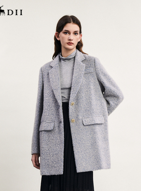 谜底毛呢大衣通勤风西装领单排扣外套241MD0104