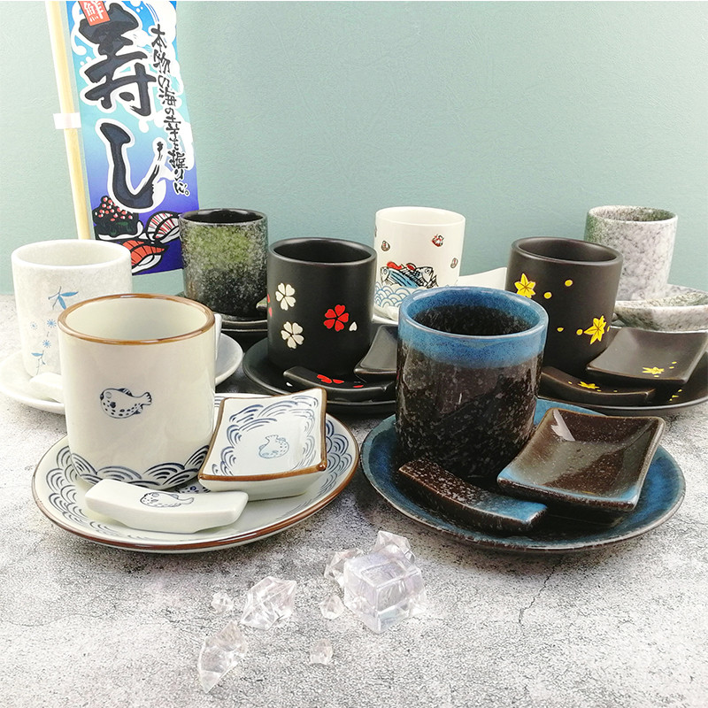 日式陶瓷摆台三件套杯碗碟套装